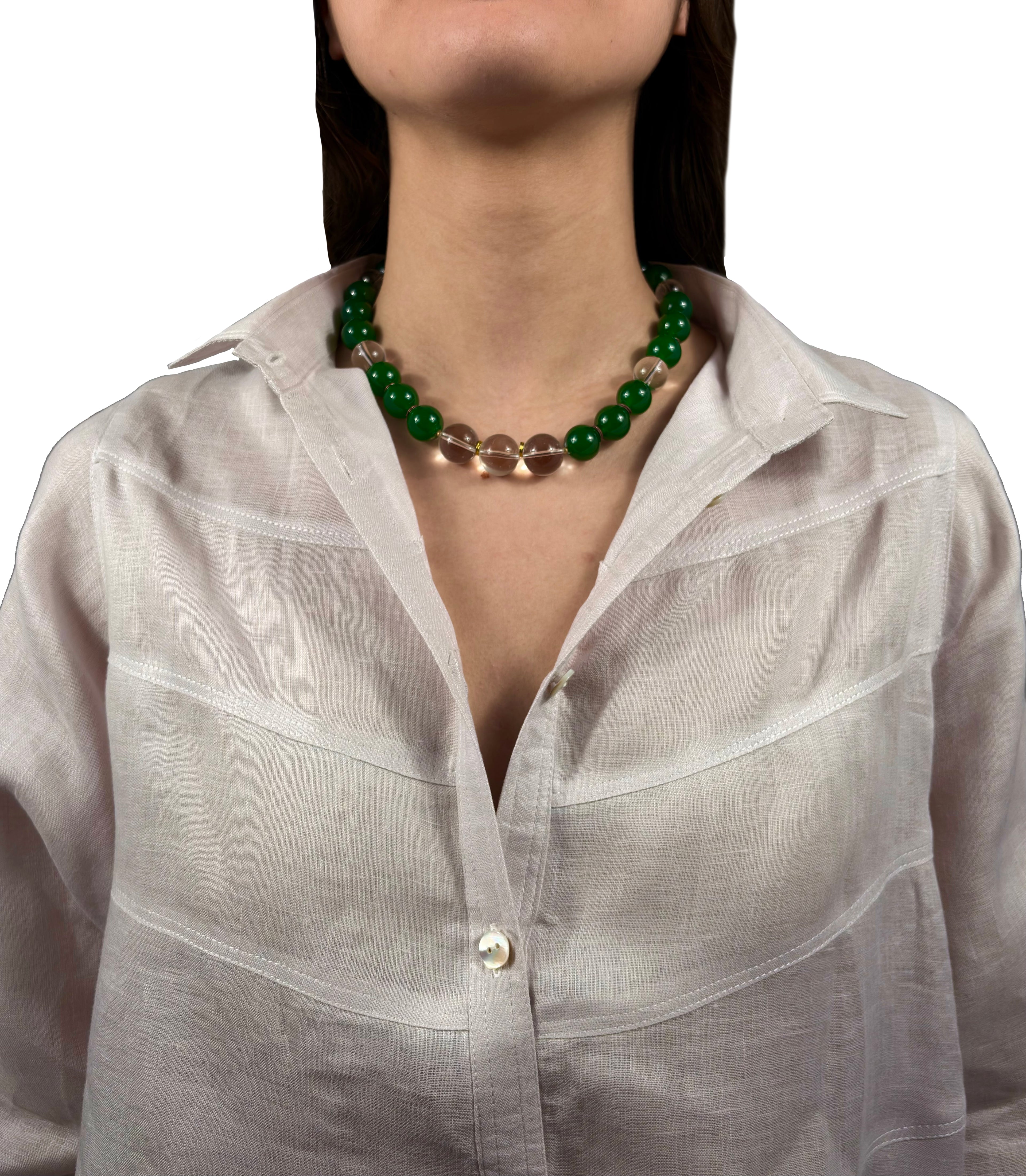 Collana in agata verde